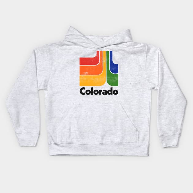 Colorado  // Original Minimalist Style Retro Graphic Design Kids Hoodie by DankFutura